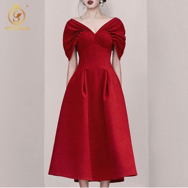 

casual dresses 2021 fashion vintage elegant summe female red temperament party es vestidos 5nfb, Black;gray