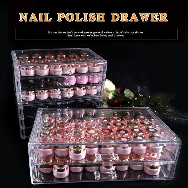 

nail art kits tszs 3/4/5 layer cosmetic makeup products lipstick polish with drawer acrylic box jewelry storage clear
