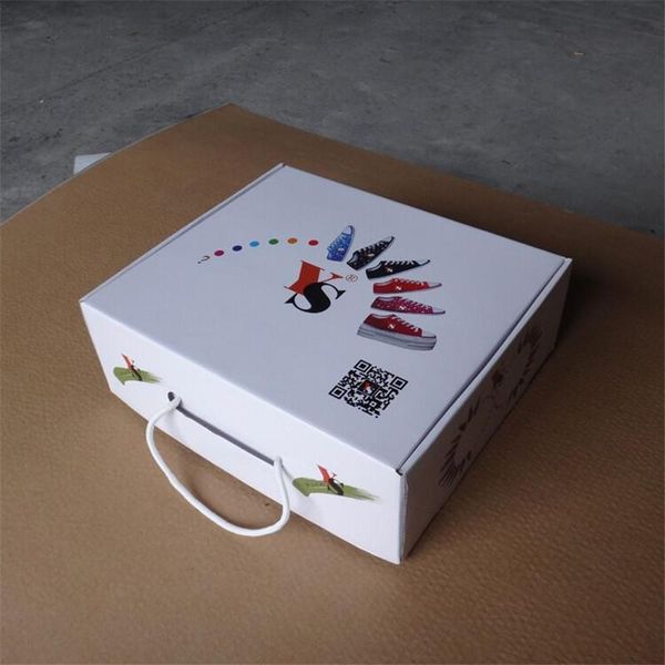 

gift wrap manufacturer 1000pcs/lot luxury custom colorful printing corrugated cardboard shoe boxes with handle foldable paper box