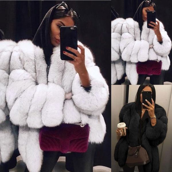 

women's fur & faux coat female women plus size short warm ry jacket long sleeve s-5xl outerwear fourrure femme h7ek, Black