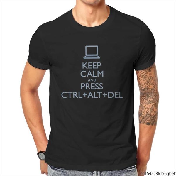 

men's t-shirts keep clam and press ctrl alt del t-shirt, White;black