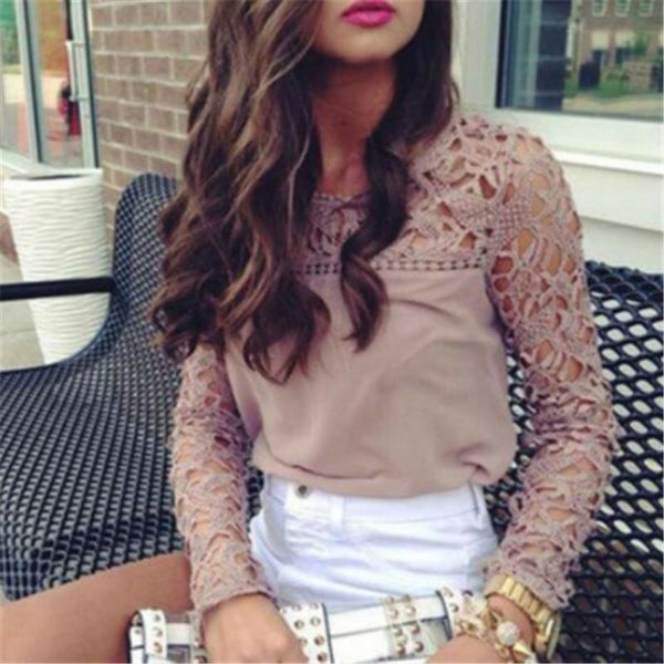 

womens blouses elegant lace blouse women shirt hollow out embroidery feminine long lantern sleeve summer chiffon female, White
