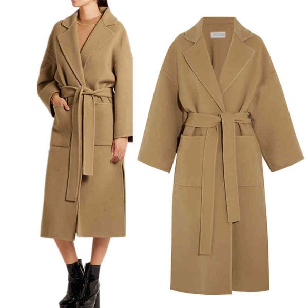 

women's wool & blends women outwear long coats belted split fashion winter cashmere ladies dress coat sgwt, Black