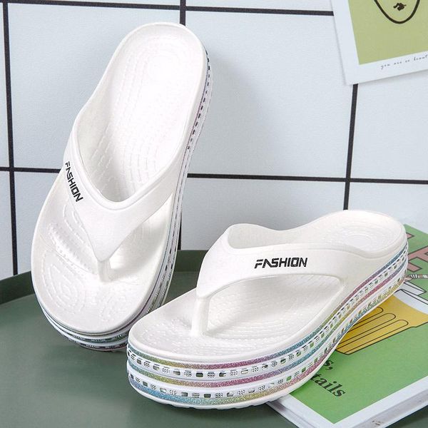 

sandals women wedges summer casual clip toe flip flops platform slipper beach sport light comfort shoes woman 2021, Black