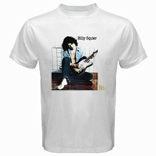 

new billy squier don't say no rock logo mens white t-shirt size s-3xl, White;black
