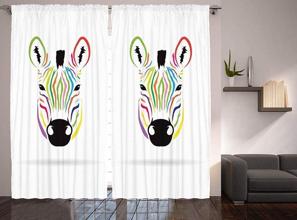 

curtain & drapes cartoon curtains colorful exotic zebra head and funny animal abstract artwork print living room bedroom window