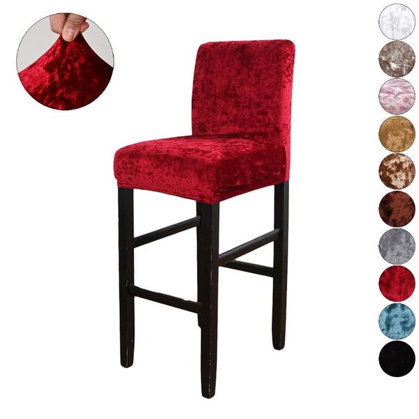 

velvet bar stool chair cover short back dining slipcover spandex stretch case for counter chairs banquet wedding decor d30 covers