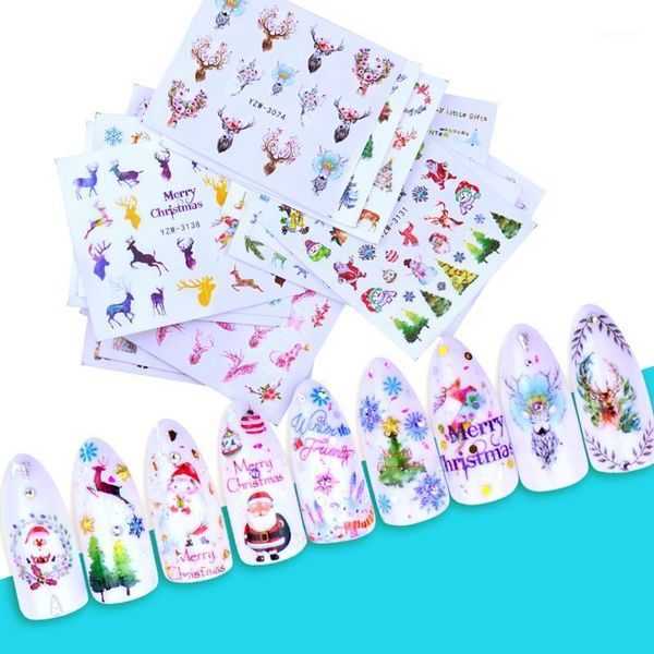 

sheet christmas water nail stickers transfer decals sliders snowman deer halloween gel polish wraps decor xmas gift1, Black