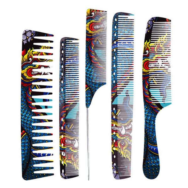 

hair brushes professional barber cutting brush comb chinese dragon personality salon hairdressing styling tool, Silver