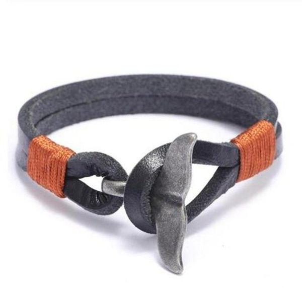

bangle classic punk men and women fishtail leather handmade bracelet leisure exquisite jewelry gift, Black