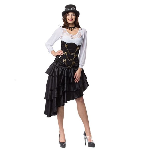 

costumes corset with skirt puff dance caribbean pirate, Black