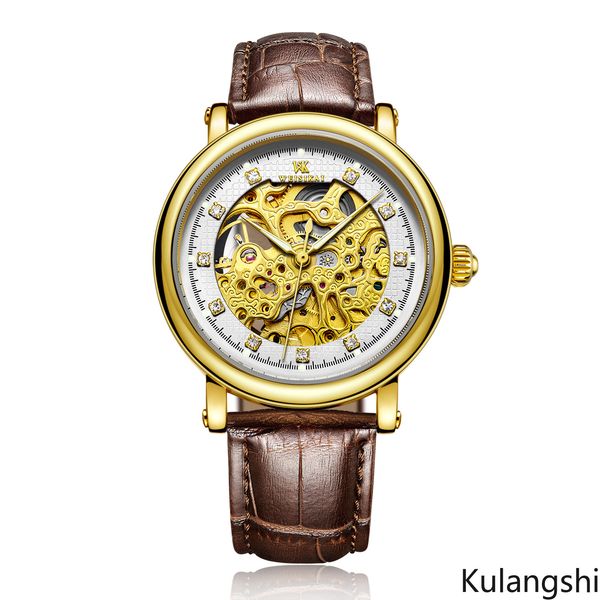 

swiss genuine men watches business leather with diamond watch men's automatic mechanical wristwatch online, Slivery;brown