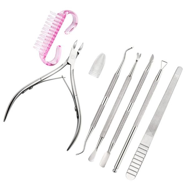 

nail art kits 7pcs manicure tools simple durable useful for home store (steel color)