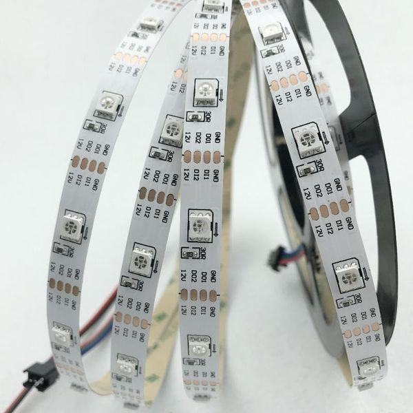 

strips 1m/5m gs8208 smart pixel led strip 30/60/144 pixels/leds/m,ws2811 updated,dc12v,ip30/ip65/ip67,black/white pcb, smd rgb