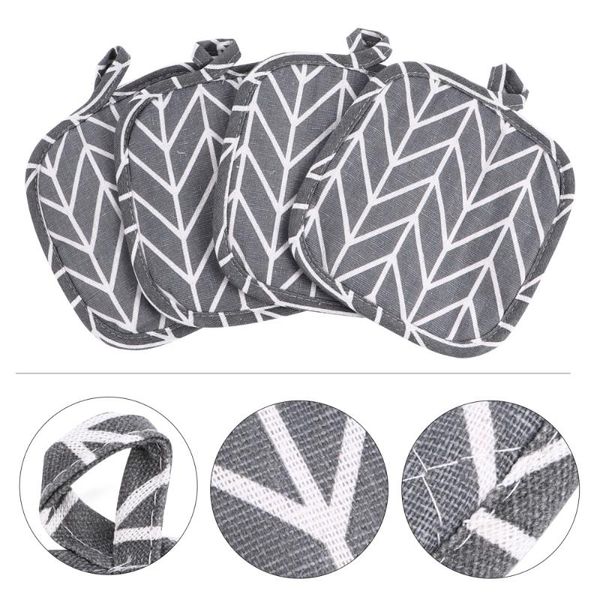 

4pcs gray arrow pattern pot mats linen cotton table heat resistant & pads