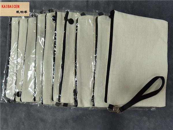 

16*23cm white sublimation makeup bags blank cosmetic bags for sublimation printing 100% linen bag