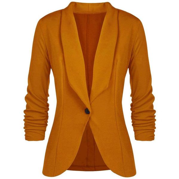 

women's suits & blazers 2021 office lady coat solid pleated sleeve work cardigan button casual suit draped slim cotton blazer jacket, White;black