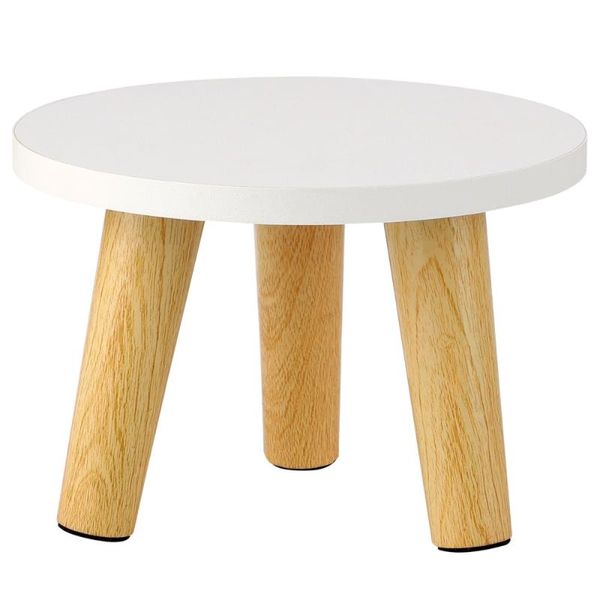 

other home decor mini wooden stool display stand decorative frame round plant rack white yellow high-quality durable removable flower pot