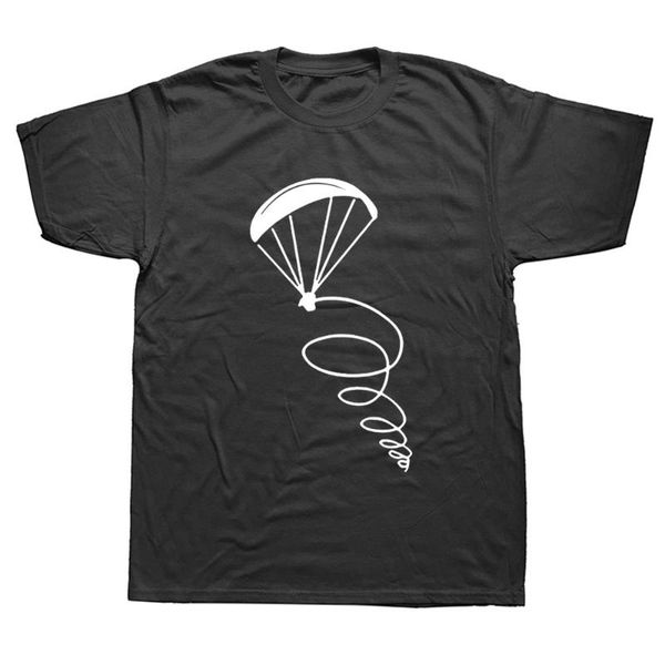 

men's t-shirts funny parachute jumping paragliding pilot t shirts graphic cotton short sleeve o-neck harajuku oversized t-shirt mens cl, White;black
