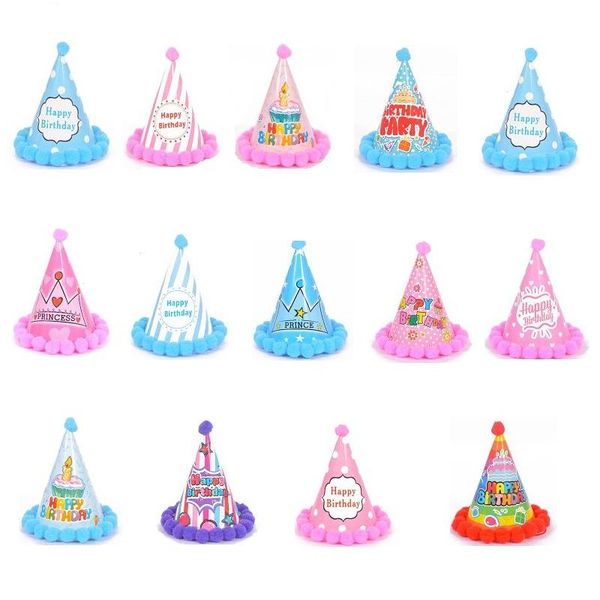 

party hats dress up children's birthday hat one-year-old paper crown supplies cake
