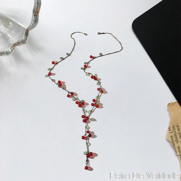 

chains jewelry fashion for women korean vine red cherry necklace, Silver