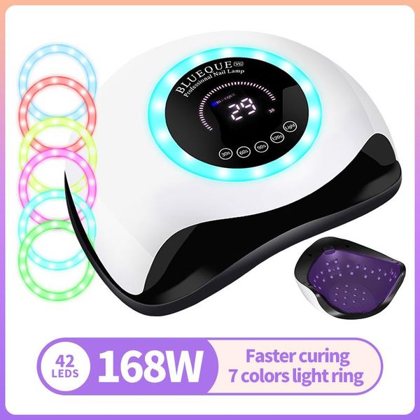 

nail dryers 168w lamp for curing all gel polish uv led dryer with touch switch ring light fast-drying manicure salon art tool
