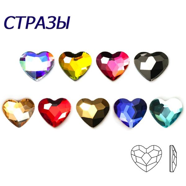 

5.5x6mm100pcs sale strass korean fashion 3d nail art rhinestone heart flatback crystal stones for diy decoration decorations, Silver;gold
