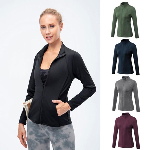 

yoga outfit running jacket women long sleeve tight workout with zipper sports wear for gym shirts fitness pilates