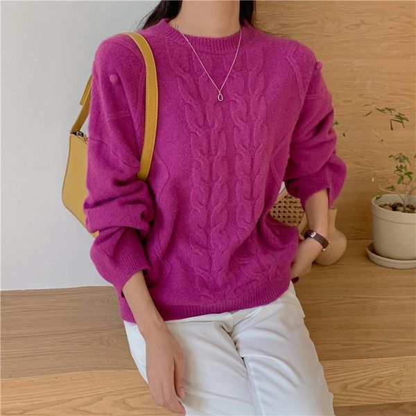 

women's sweaters wllwlp korean clothes autumn winter solid color long sleeve loose simple knitted sweater for women a843, White;black
