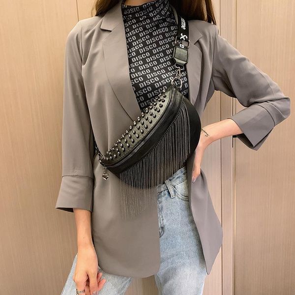 

purses crossbody bags for women fashion luxury fanny pack leather chain waist bag black shoulder chest brand wallet