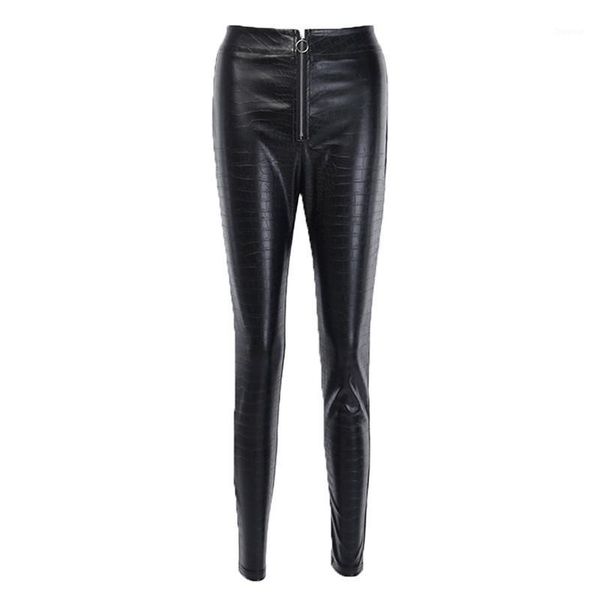 

elegant high waist faux leather pants women pencil skinny office ladies trousers casual slim black streetwear women's & capris, Black;white