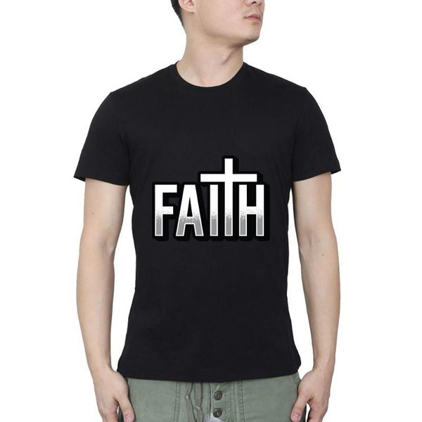 

men's t-shirts faith cross streetwear o neck t-shirt summer casual, White;black