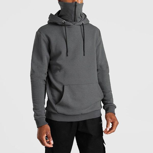 

men's hoodies & sweatshirts gray men mask cotton fashion oversized sports solid long sleeve winter hooded clothing l7ua, Black