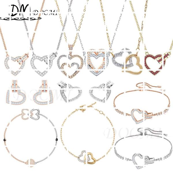 

chains 2021 swa 1:1 fashion jewelry simple classic love, double hear representing the birthday gift, Silver