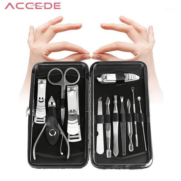 

nail manicure set wholesale- 12pcs care tool sets+cuticle knife + eyebrow tweezer+ clipper kit stainless pedicure scissor1