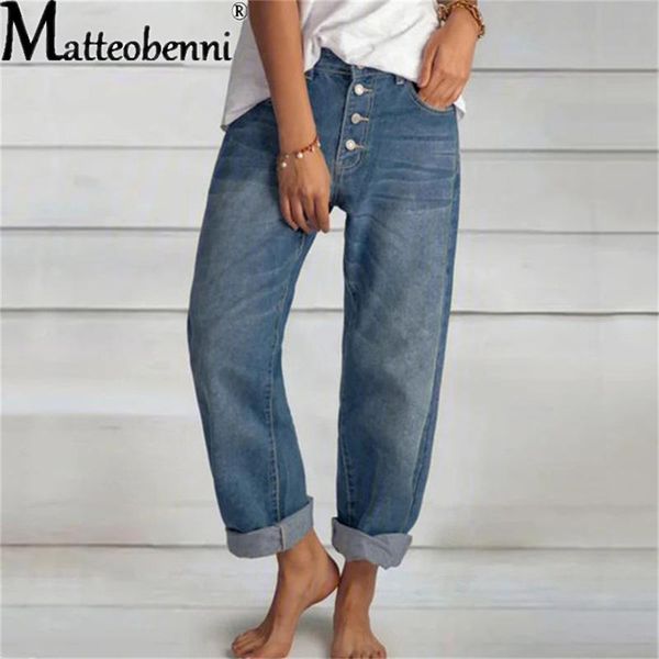 

women's jeans womens 2021 high waist mom wide leg pants fashion retro blue straight large size workwear boyfriend ladies