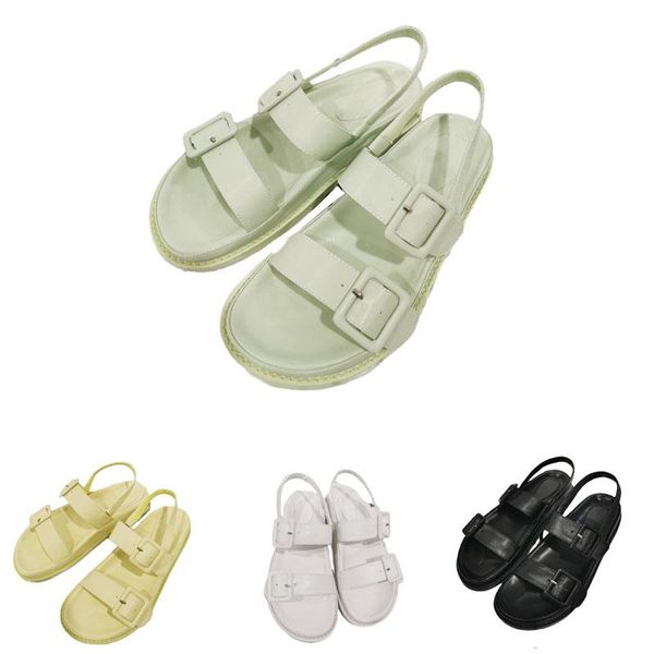 

sandals womens shoes flat round toe black green white yellow female casual fashion girls woman 2021.