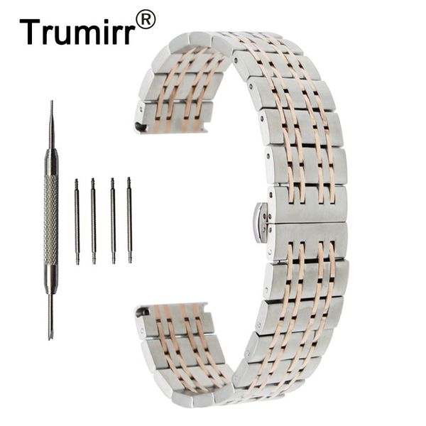 

watch bands 22mm stainless steel band for samsung gear s3 classic / frontier butterfly buckle strap wrist belt bracelet black silver, Black;brown