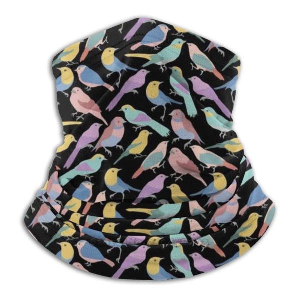 

scarves garden birds colorful and black seamless pattern bandana scarf mask scarfs neck warmer headwear nature cute, Blue;gray