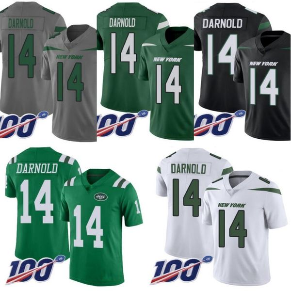 

new york jets men #14 sam darnold women youth 100th jersey, Black;red