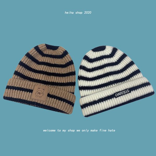 

designer new autumn and winter bear patch rabbit hair knitted hat, Blue;gray