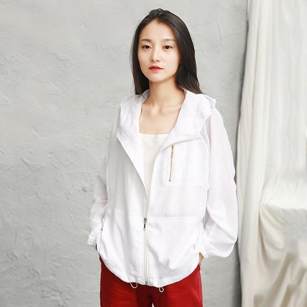 

women's trench coats johnature casual coat full length hooded zipper wide-waisted solid color 2021 summer thin clothes loose, Tan;black