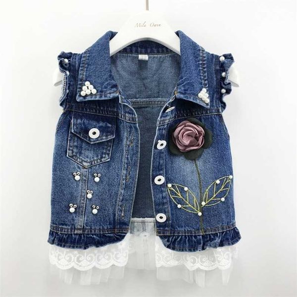 1-10T Baby Denim Vest Babe Джинс Куртка Повседневная Верхняя одежда Детская Одежда Весна Осень Bebe Одежда Детские Жилеты Живетные Топы 211203