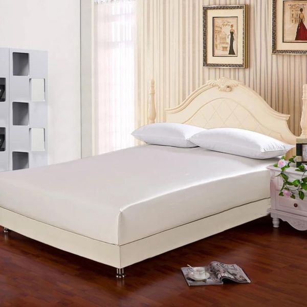 

sheets & sets 100% mulberry silk 19 mm seamless king queen size white pink silvery biege champagne colors fitted sheet 1 piece customize ms0