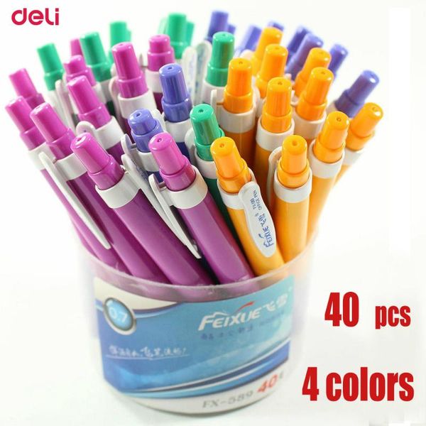 

deli ballpoint pens 40 pcs 0.7mm press lovely snow creative school supplies stationery gel pen conventional whole ballpen, Blue;orange