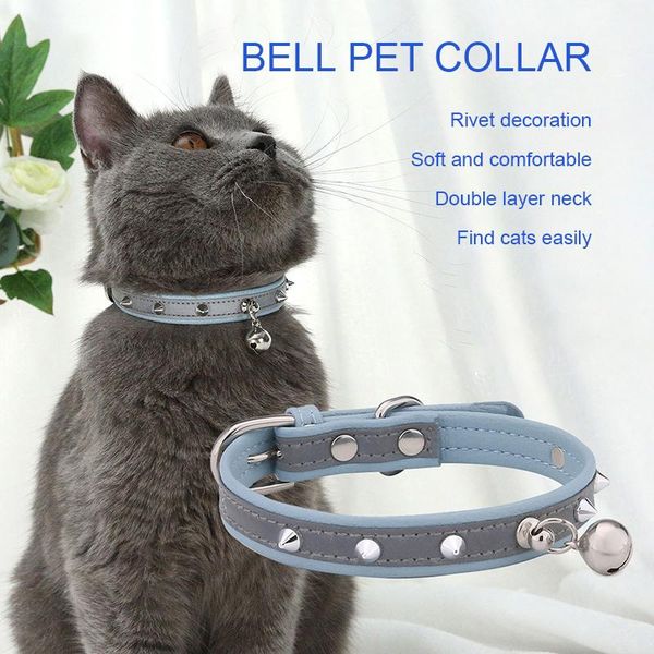 

dog apparel pet necklaces collar cat luminous rivet pendant bell anti-bite accessories supplies 4 colors
