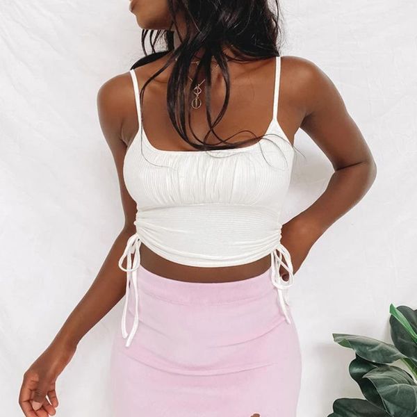 

women's tanks & camis women summer milkmaid crop white slim 2021 ladies wide strap tees skinny femme camisole s  l