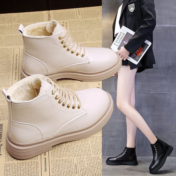 

2022 new women boots fashion snow boots women shoes new short boots warm fur ankle for women winter shoes, Black