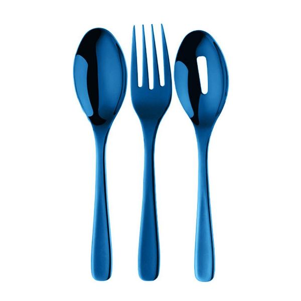 

3pcs long handle flatware stainless steel home kitchen dinner serving easy clean for public tableware set spoon fork party daily dinnerware
