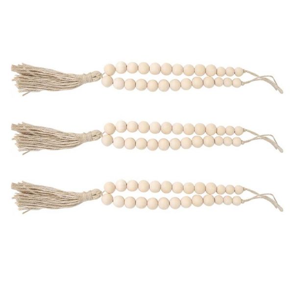 

3pcs hand woven wood beads curtain tie backs holdbacks with tassel decoration & drapes